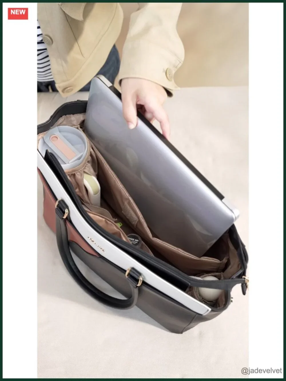 Waterproof PU Leather Laptop Tote Bag, 15.6